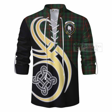 Tennant Tartan Ghillie Kilt Shirt with Family Crest and Celtic Symbol Style - Tartan Vibes Clothing