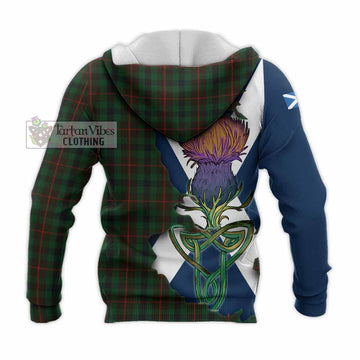 Tartan Vibes Clothing Tennant Tartan Family Crest Knitted Hoodie Scottish Thistle Celtic Inspired