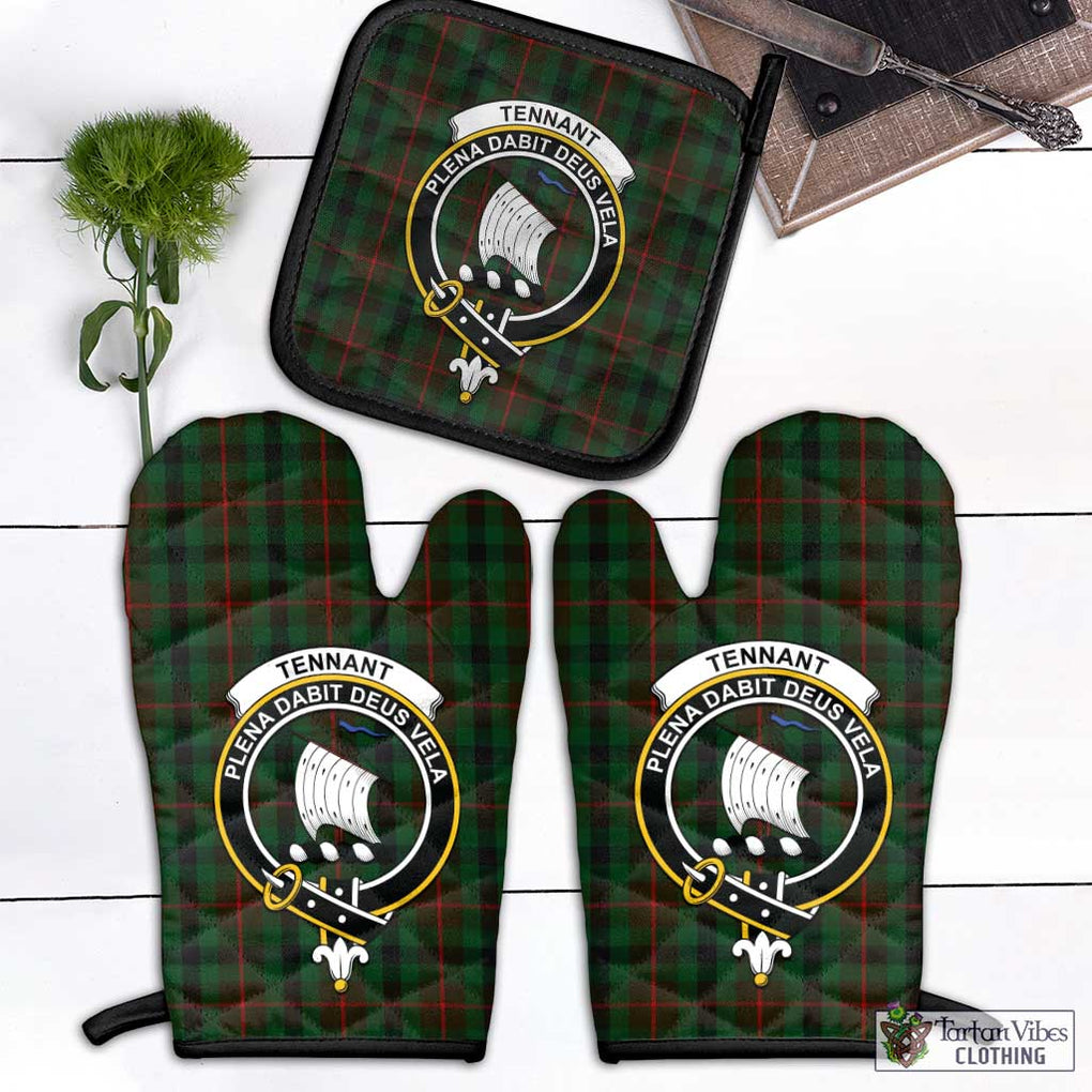 Tennant Tartan Combo Oven Mitt & Pot-Holder with Family Crest Black - Tartan Vibes Clothing