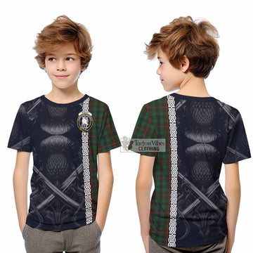Tennant Tartan Kid T-Shirt with Family Crest Cross Sword Thistle Celtic Vibes - Tartan Vibes Clothing