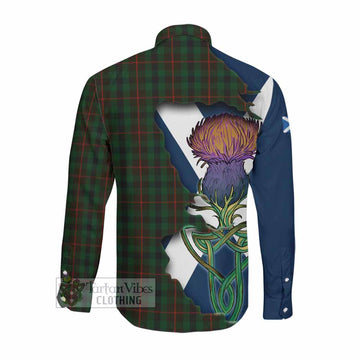 Tartan Vibes Clothing Tennant Tartan Family Crest Long Sleeve Button Shirt Scottish Thistle Celtic Inspired
