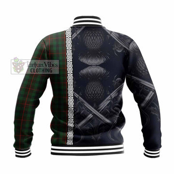 Tennant Tartan Baseball Jacket with Family Crest Cross Sword Thistle Celtic Vibes - Tartan Vibes Clothing