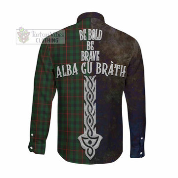 Tennant Tartan Family Crest Long Sleeve Button Shirt Alba Gu Brath Be Brave Lion Ancient Style Men's Shirt - Tartan Vibes Clothing