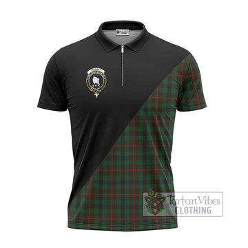 Tennant Tartan Zipper Polo Shirt with Family Crest and Military Logo Style - Tartan Vibes Clothing