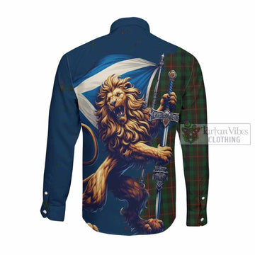 Tennant Tartan Family Crest Long Sleeve Button Shirt with Scottish Majestic Lion Men's Shirt - Tartan Vibes Clothing