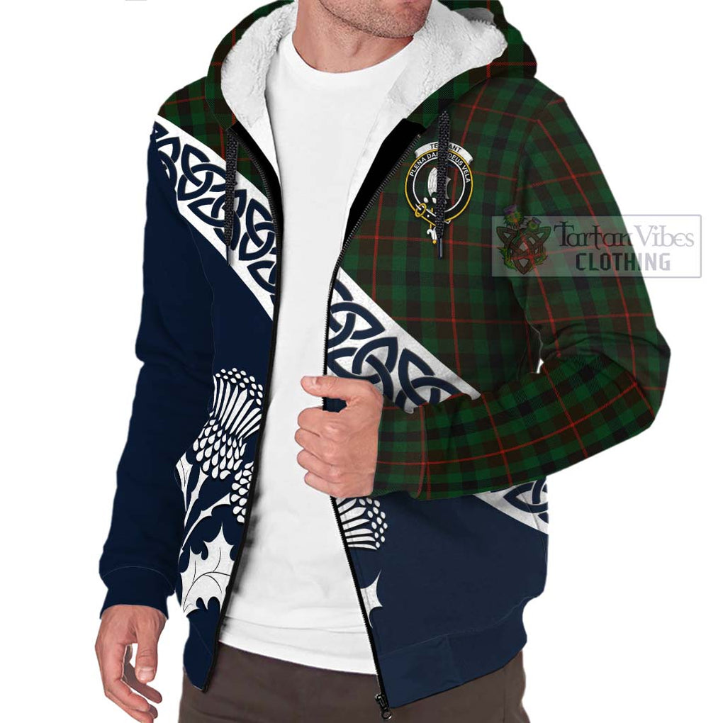 Tennant Tartan Sherpa Hoodie Featuring Thistle and Scotland Map - Tartan Vibes Clothing