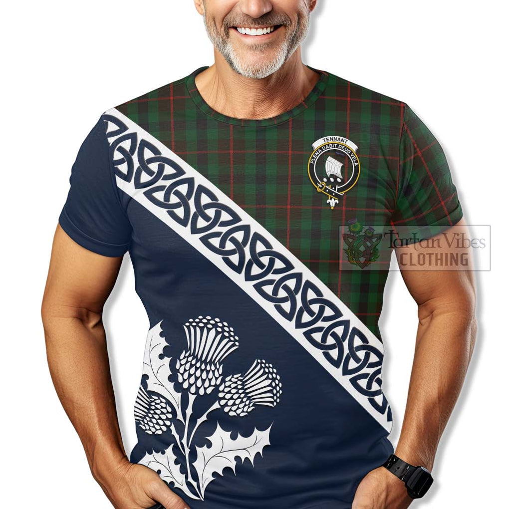 Tennant Tartan T-Shirt Featuring Thistle and Scotland Map - Tartanvibesclothing Store