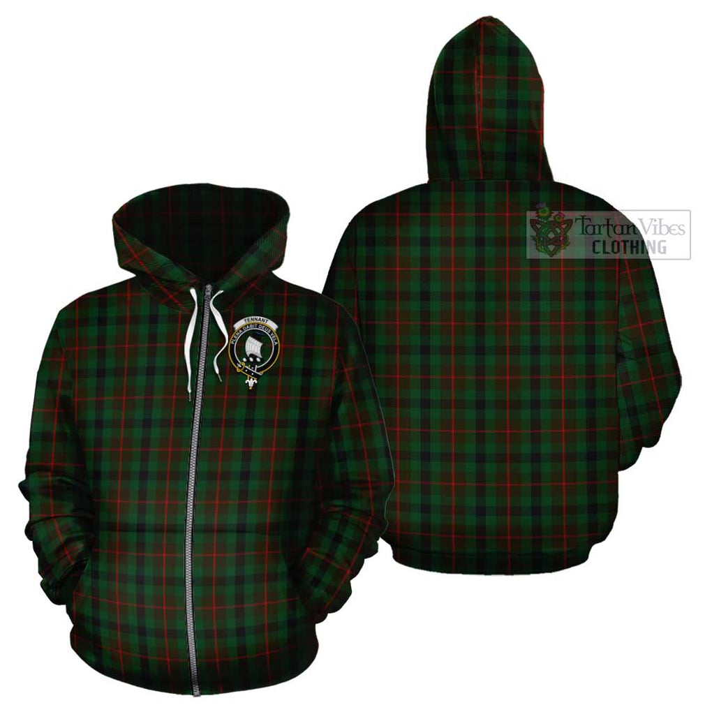 Tennant Tartan Cotton Hoodie with Family Crest - Tartan Vibes Clothing