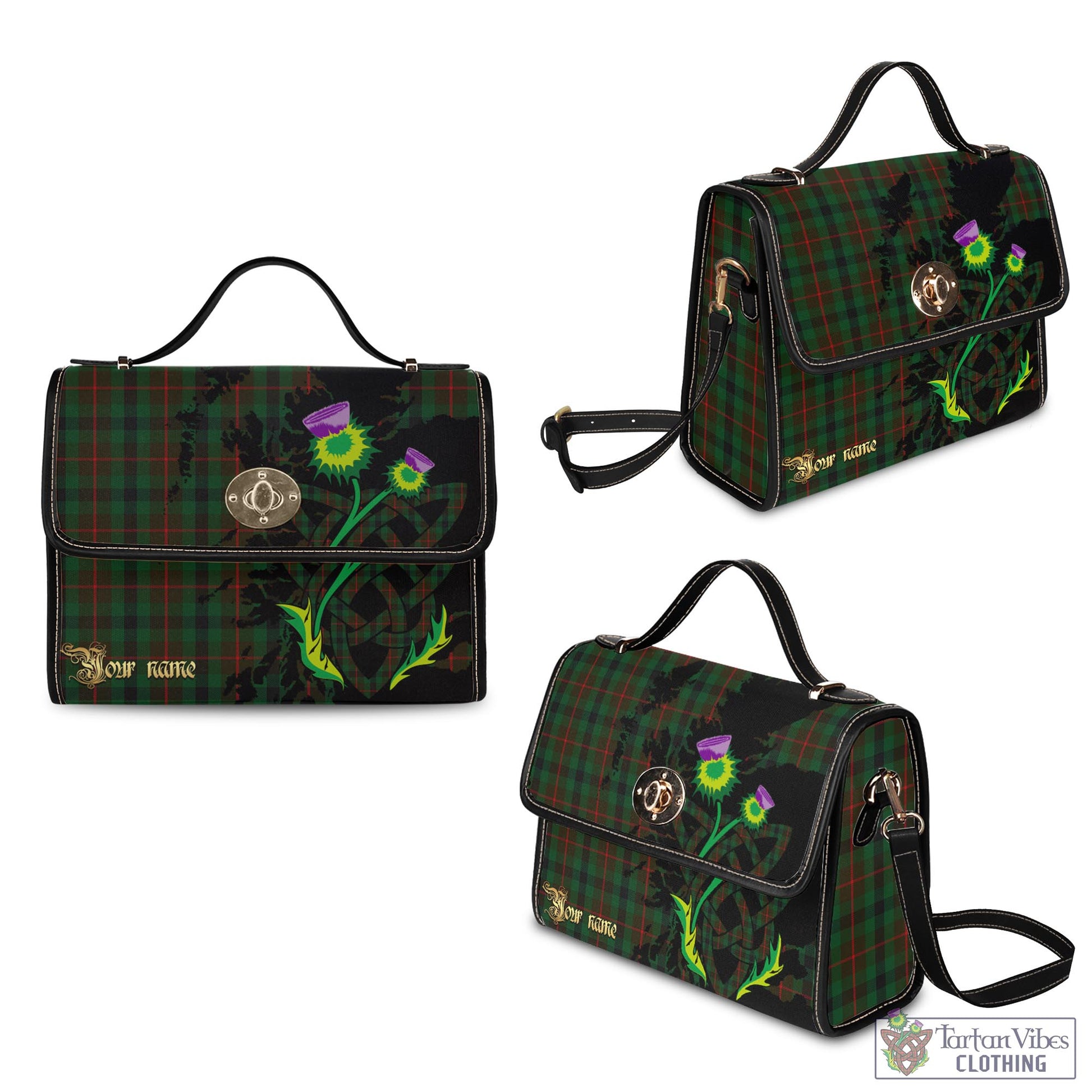 Tartan Vibes Clothing Tennant Tartan Waterproof Canvas Bag with Scotland Map and Thistle Celtic Accents