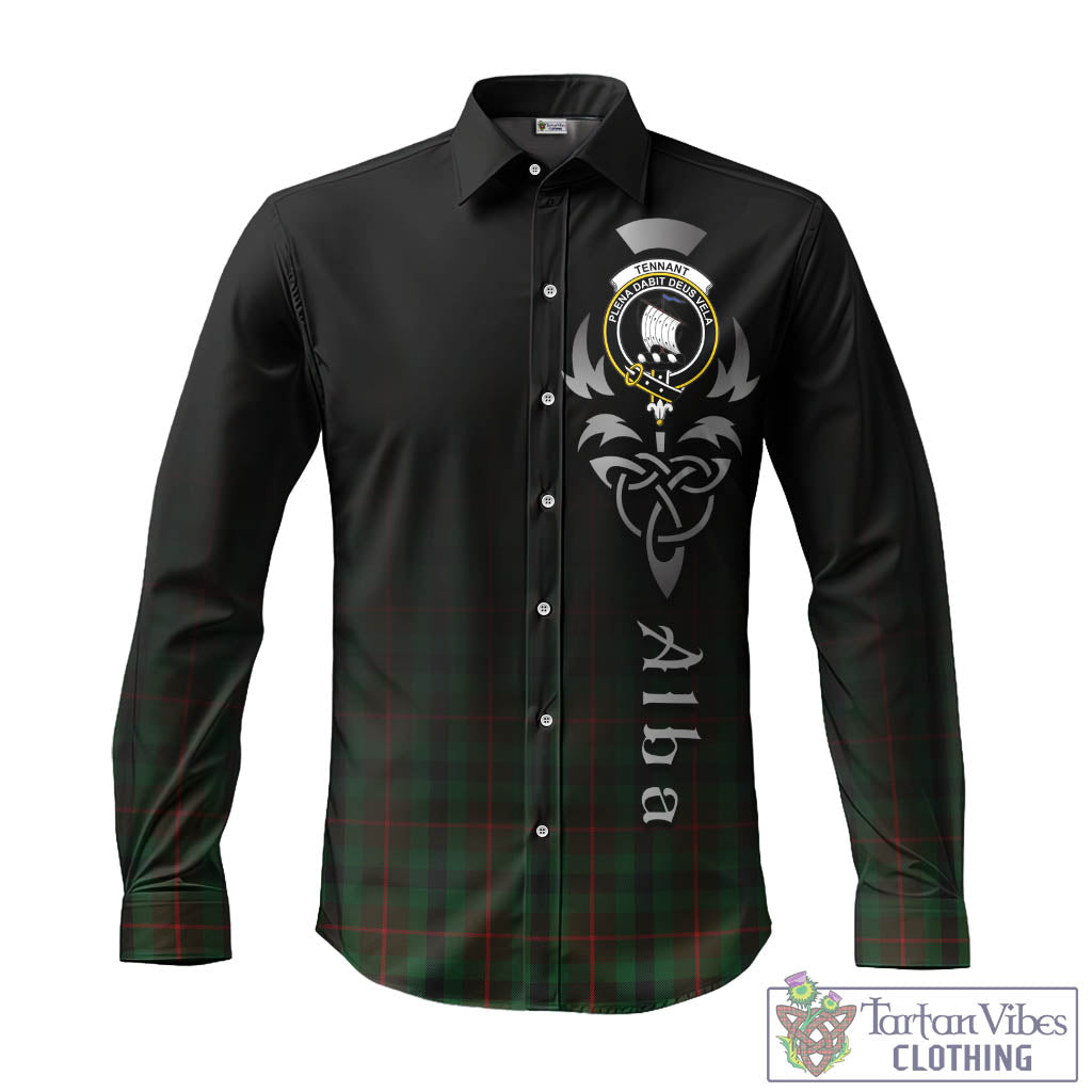 Tennant Tartan Long Sleeve Button Up Featuring Alba Gu Brath Family Crest Celtic Inspired - Tartan Vibes Clothing