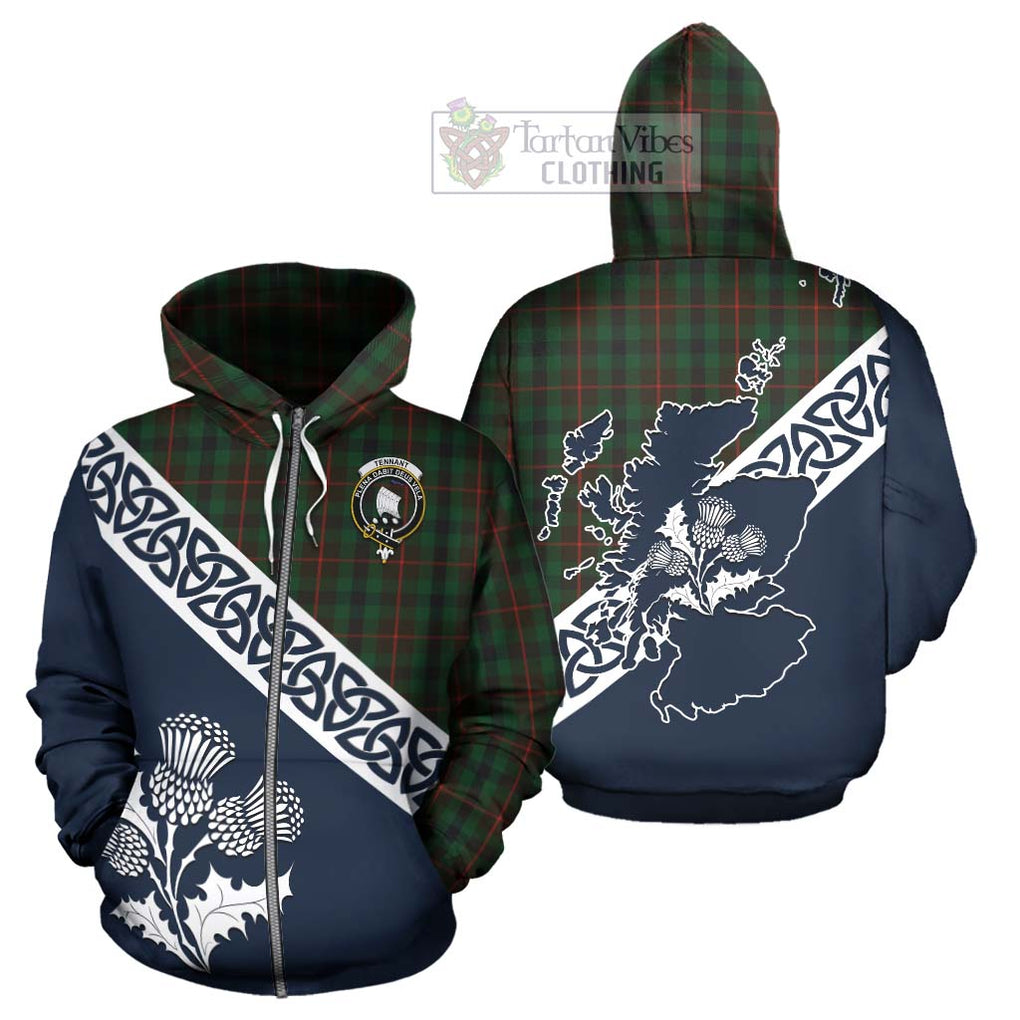 Tennant Tartan Hoodie Featuring Thistle and Scotland Map - Tartan Vibes Clothing