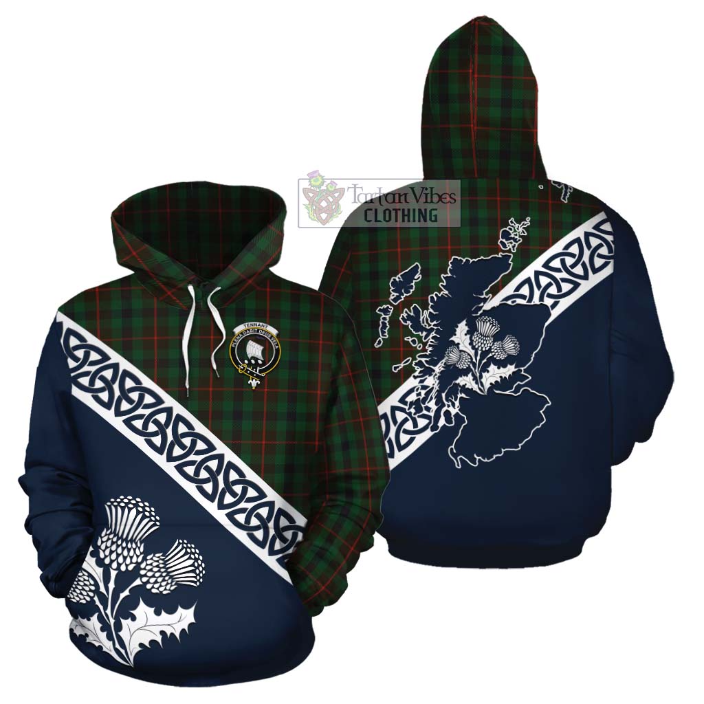 Tennant Tartan Cotton Hoodie Featuring Thistle and Scotland Map Zip Hoodie - Tartan Vibes Clothing