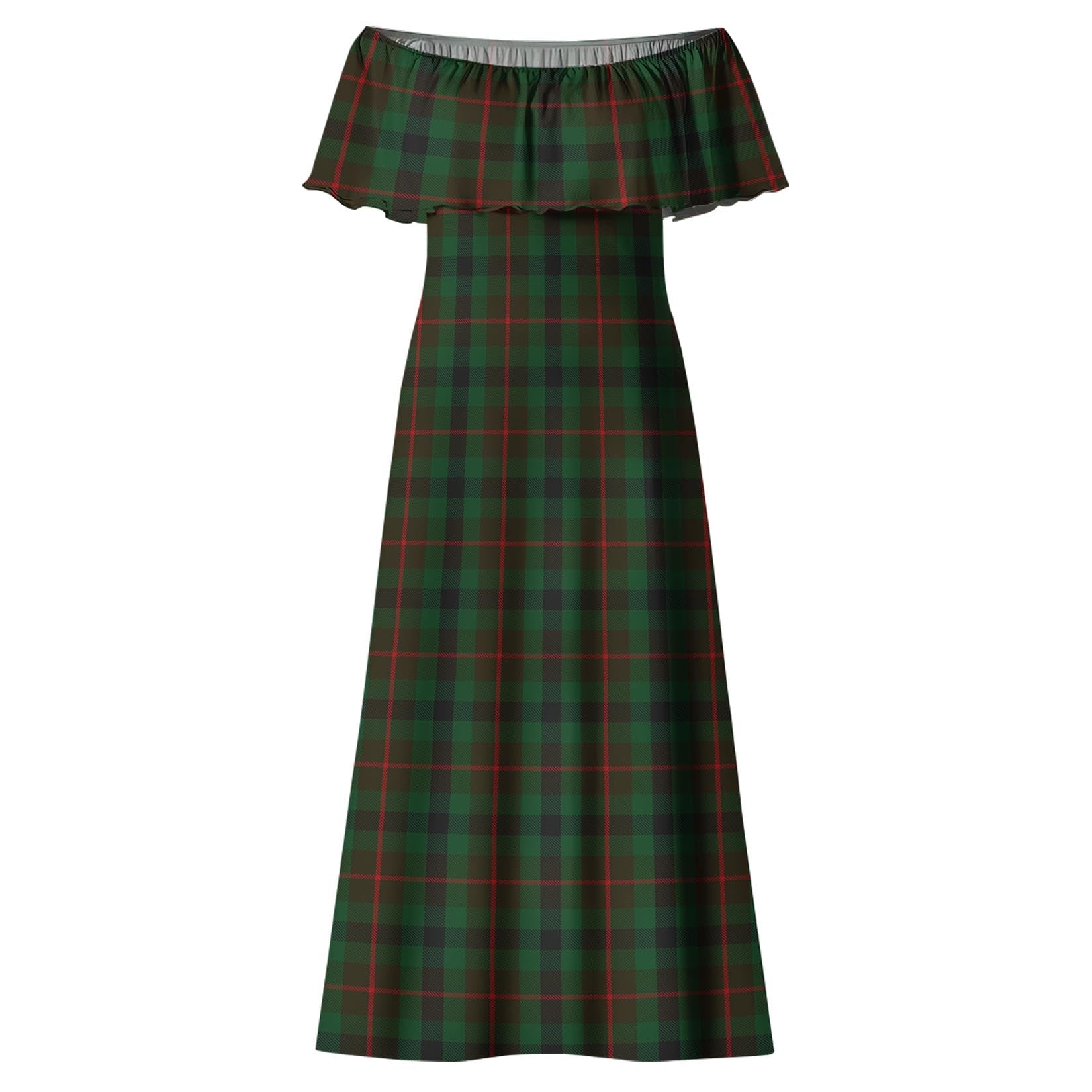 Tennant Tartan Off Shoulder Long Dress - Tartan Vibes Clothing