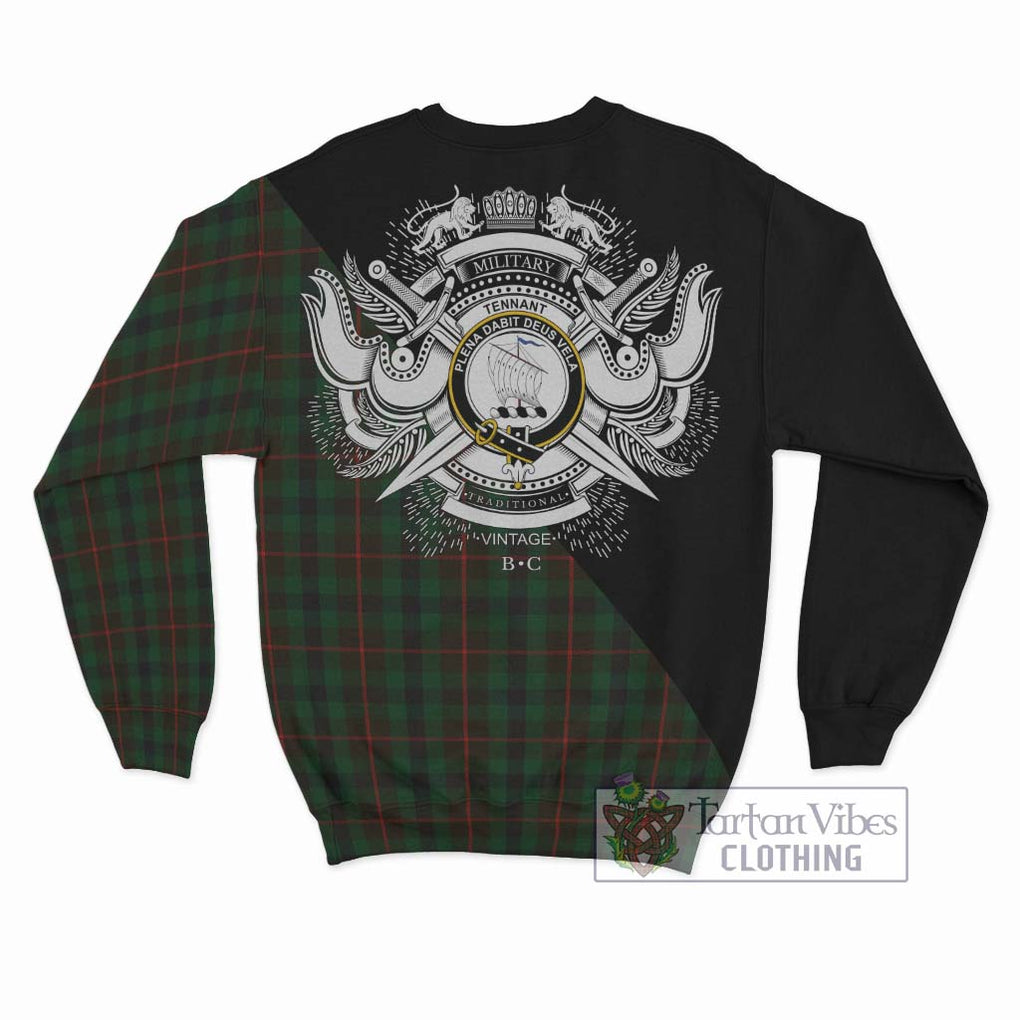 Tennant Tartan Sweatshirt with Family Crest and Military Logo Style - Tartan Vibes Clothing