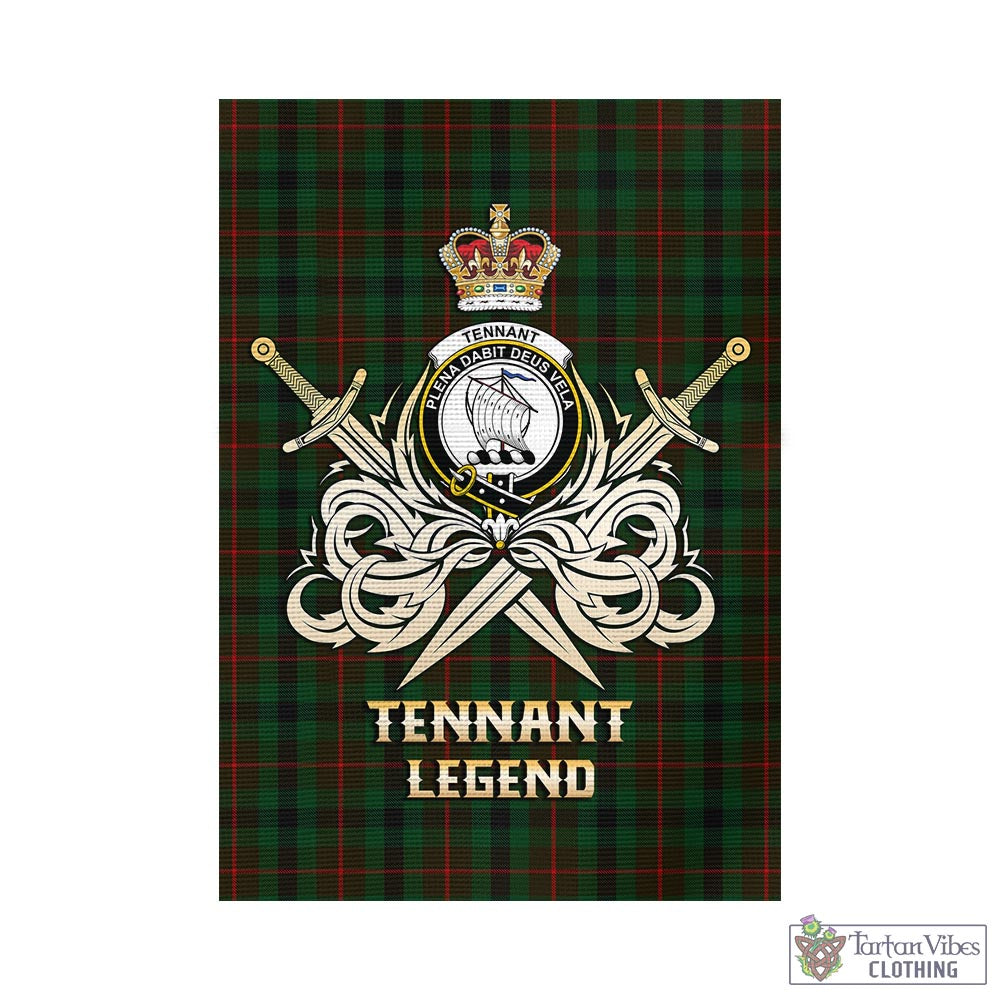 Tartan Vibes Clothing Tennant Tartan Flag with Clan Crest and the Golden Sword of Courageous Legacy