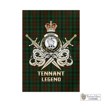 Tennant Tartan Garden Flag with Clan Crest and the Golden Sword of Courageous Legacy