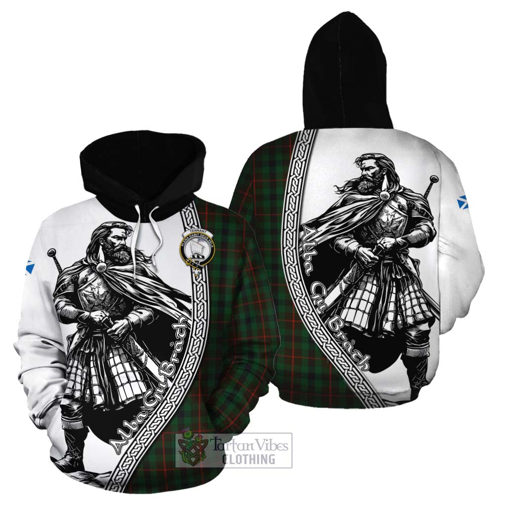 Tennant Tartan Clan Crest Cotton Hoodie with Highlander Warrior Celtic Style Zip Hoodie - Tartan Vibes Clothing