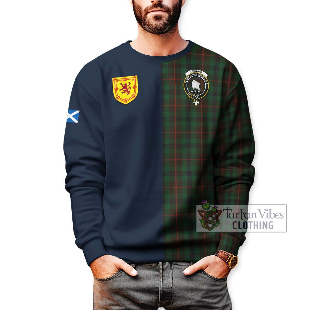 Tennant Tartan Sweatshirt Alba with Scottish Lion Royal Arm Half Style - Tartan Vibes Clothing