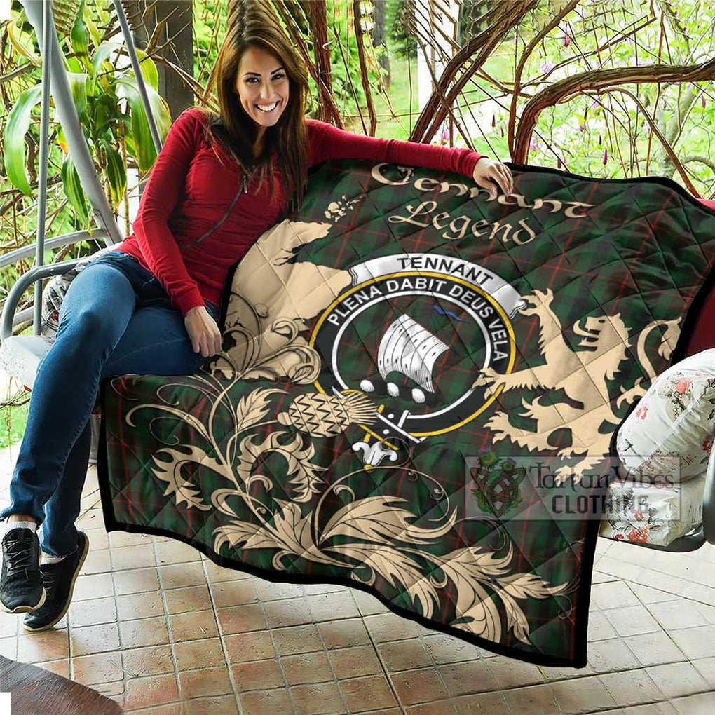Tartan Vibes Clothing Tennant Tartan Quilt with Family Crest and Scottish Symbol Style