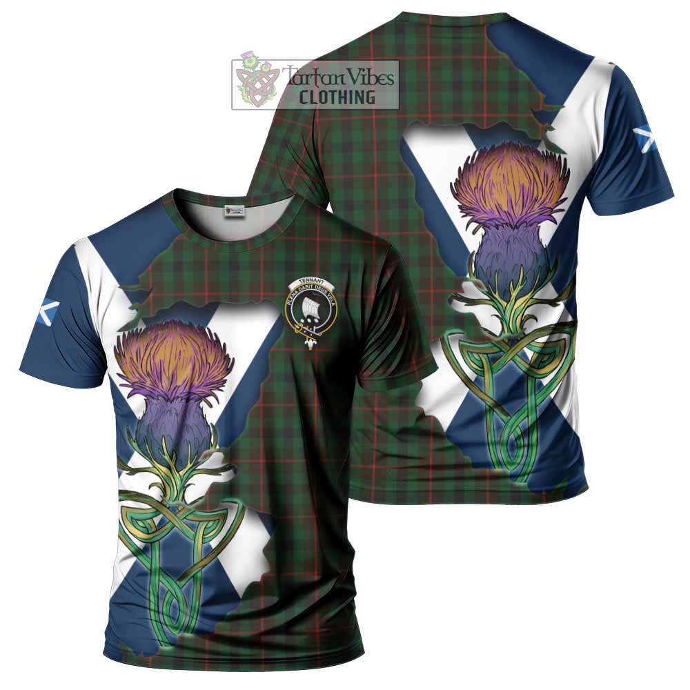 Tartan Vibes Clothing Tennant Tartan Family Crest T-Shirt Scottish Thistle Celtic Inspired