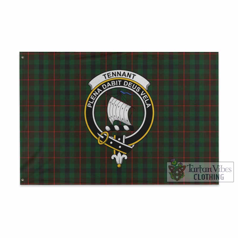 Tartan Vibes Clothing Tennant Tartan House Flag with Family Crest