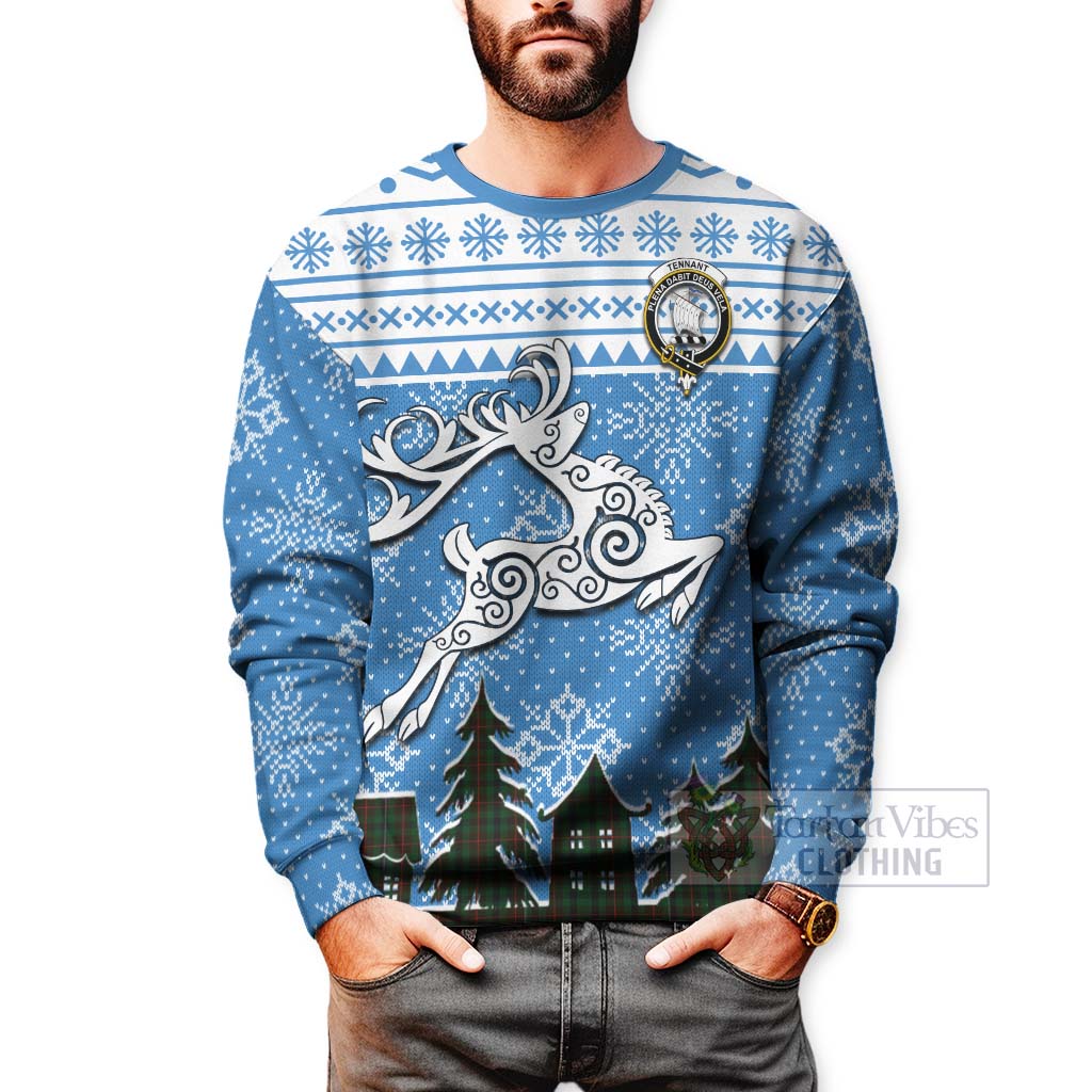 Tennant Clan Christmas Sweatshirt Celtic Reindeer Style - Tartan Vibes Clothing