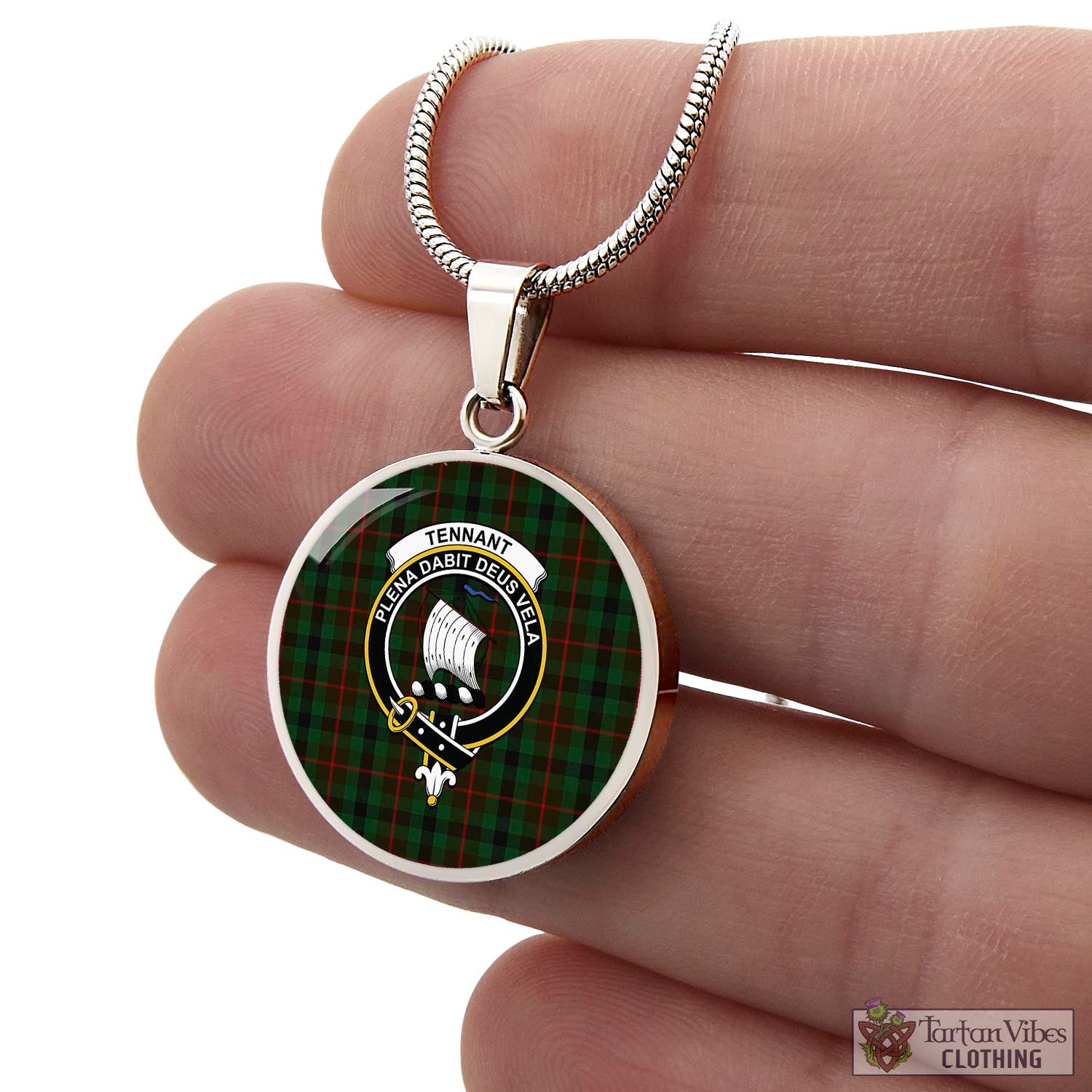 Tennant Tartan Circle Necklace with Family Crest - Tartan Vibes Clothing