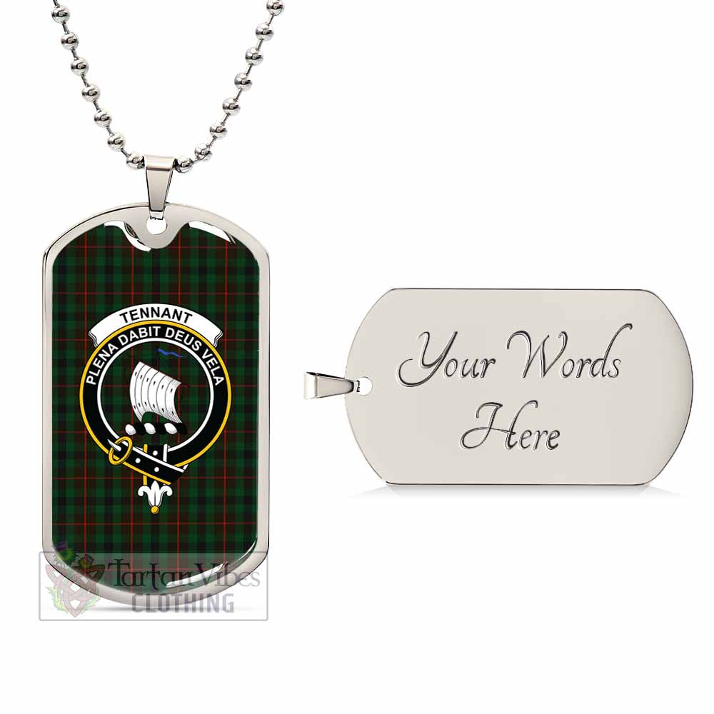 Tennant Tartan Dog Tag Necklace with Family Crest Silver Yes - Tartan Vibes Clothing