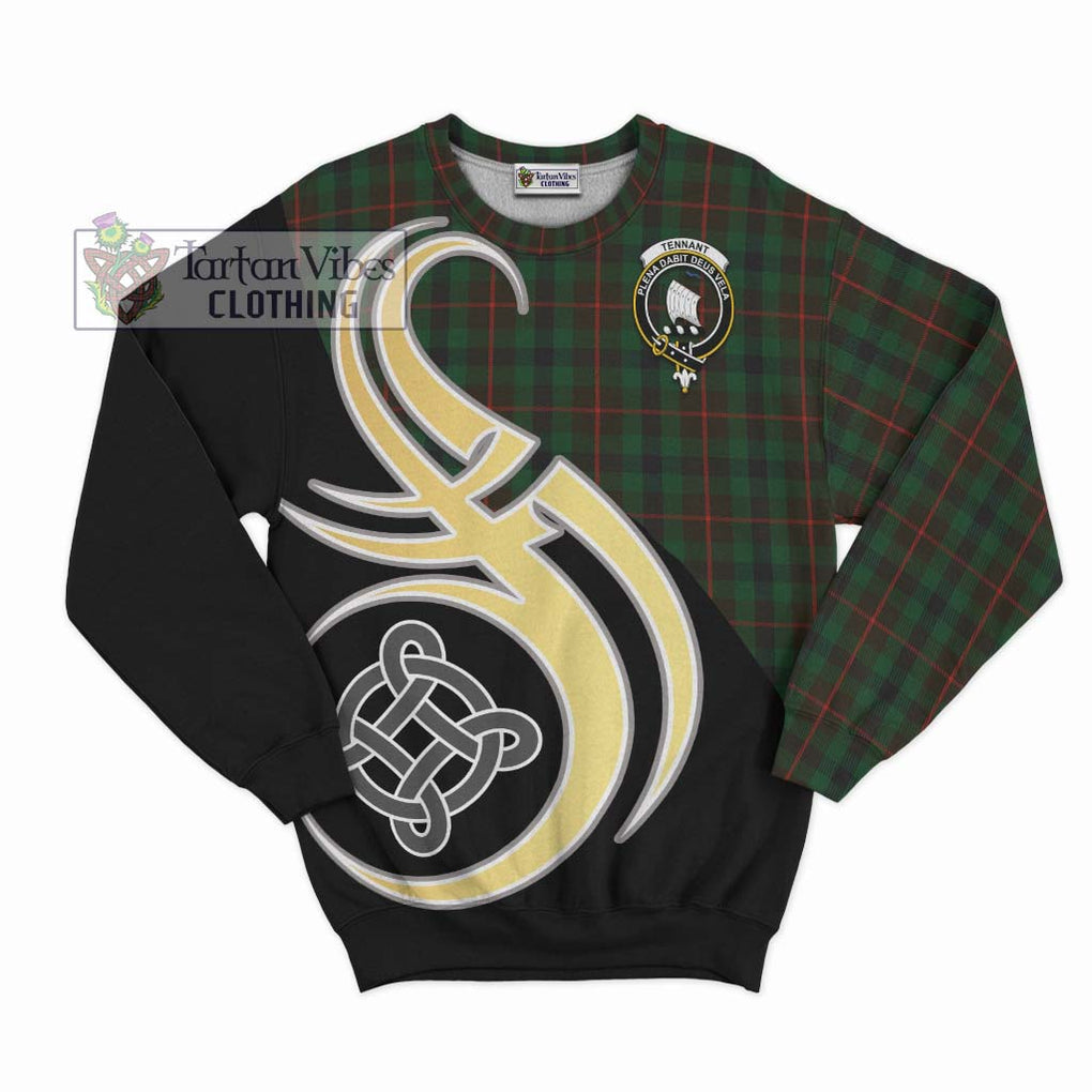 Tennant Tartan Sweatshirt with Family Crest and Celtic Symbol Style - Tartan Vibes Clothing