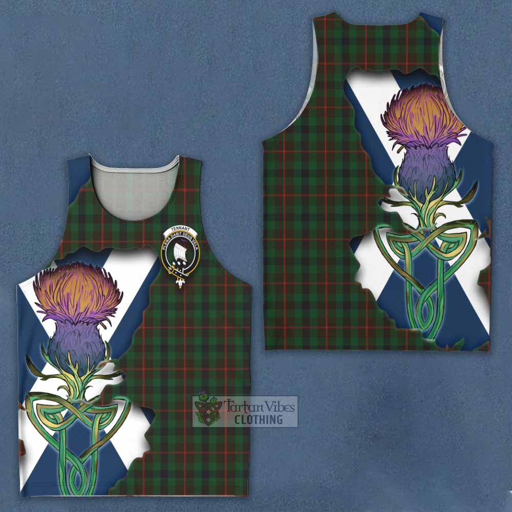 Tartan Vibes Clothing Tennant Tartan Family Crest Men's Tank Top Scottish Thistle Celtic Inspired