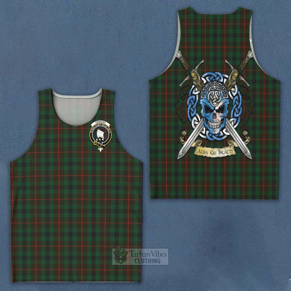 Tennant Tartan Men's Tank Top with Family Crest Celtic Skull Style - Tartan Vibes Clothing