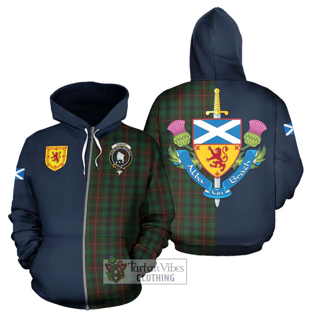 Tennant Tartan Hoodie Alba with Scottish Lion Royal Arm Half Style - Tartan Vibes Clothing