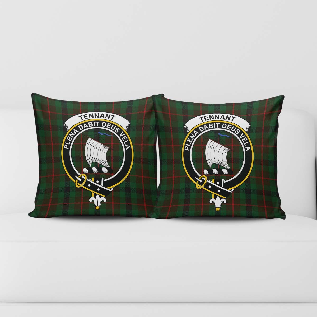 Tennant Tartan Pillow Cover with Family Crest - Tartan Vibes Clothing