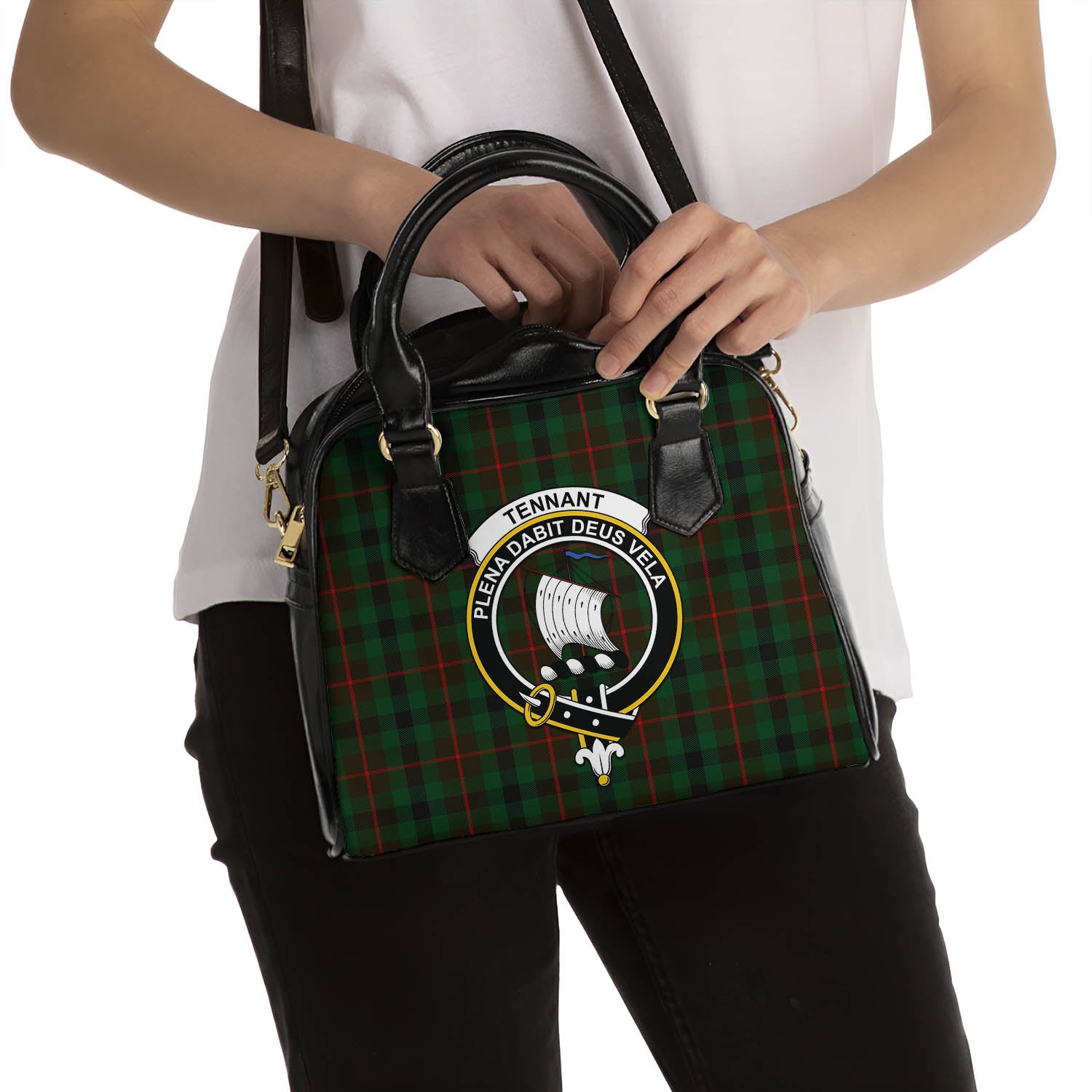 Tennant Tartan Shoulder Handbags with Family Crest - Tartan Vibes Clothing