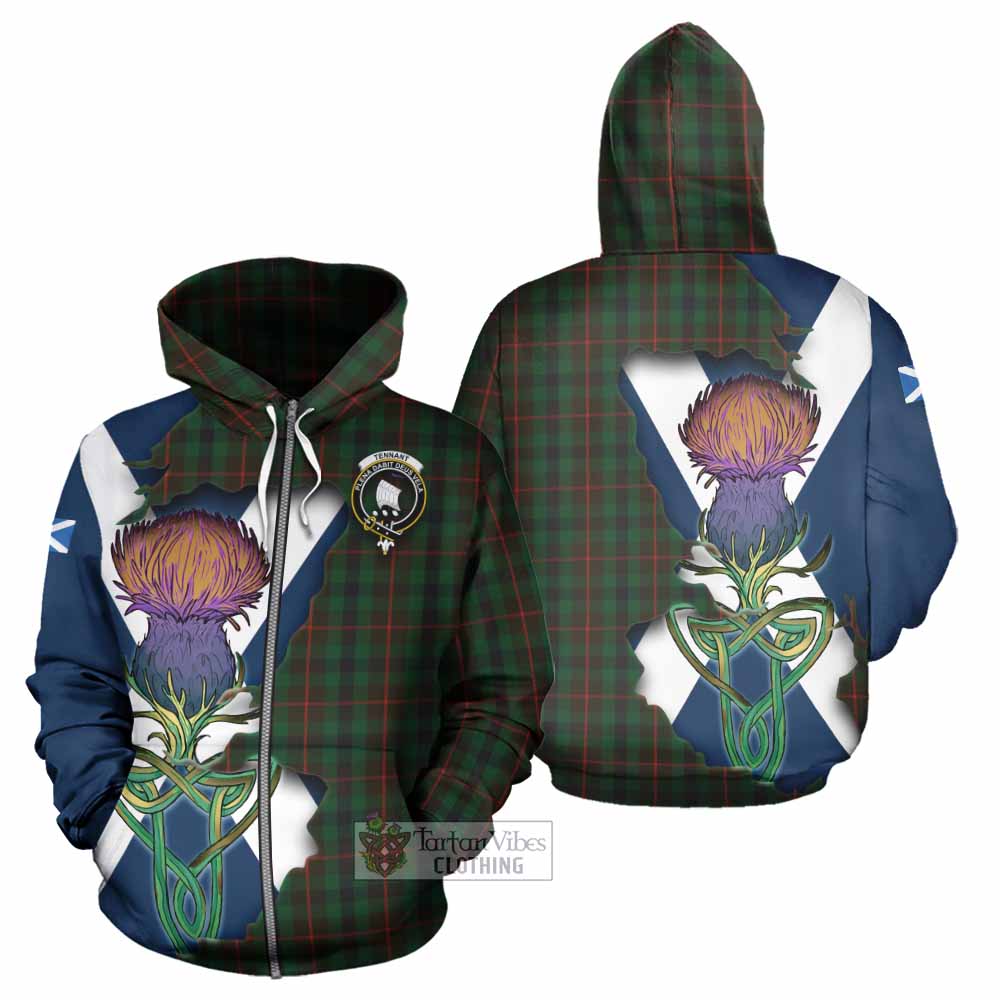 Tartan Vibes Clothing Tennant Tartan Family Crest Hoodie Scottish Thistle Celtic Inspired