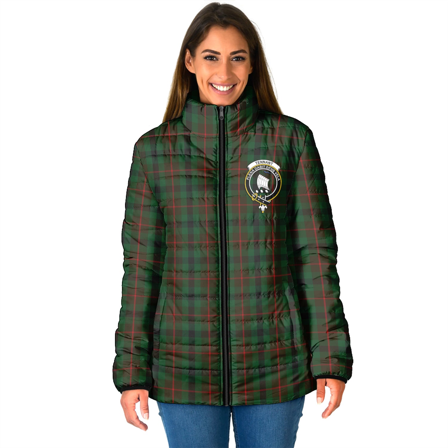 Tennant Tartan Padded Jacket with Family Crest - Tartan Vibes Clothing