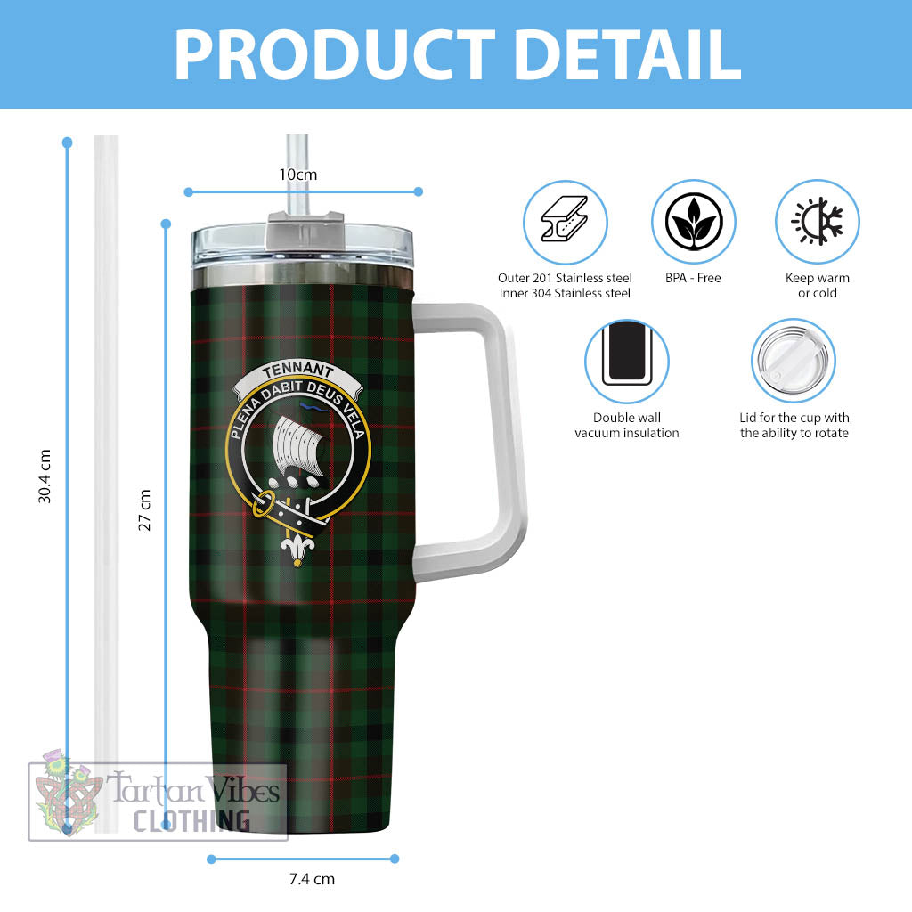Tennant Tartan Tumbler with Handle with Family Crest - Tartan Vibes Clothing