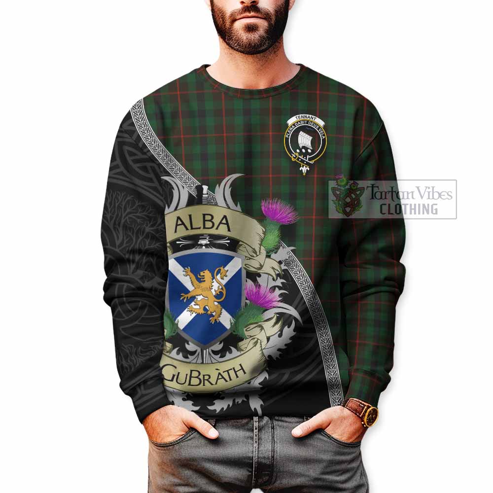 Tennant Tartan Family Crest Sweatshirt Lion Rampant Royal Thistle Shield Celtic Inspired - Tartan Vibes Clothing