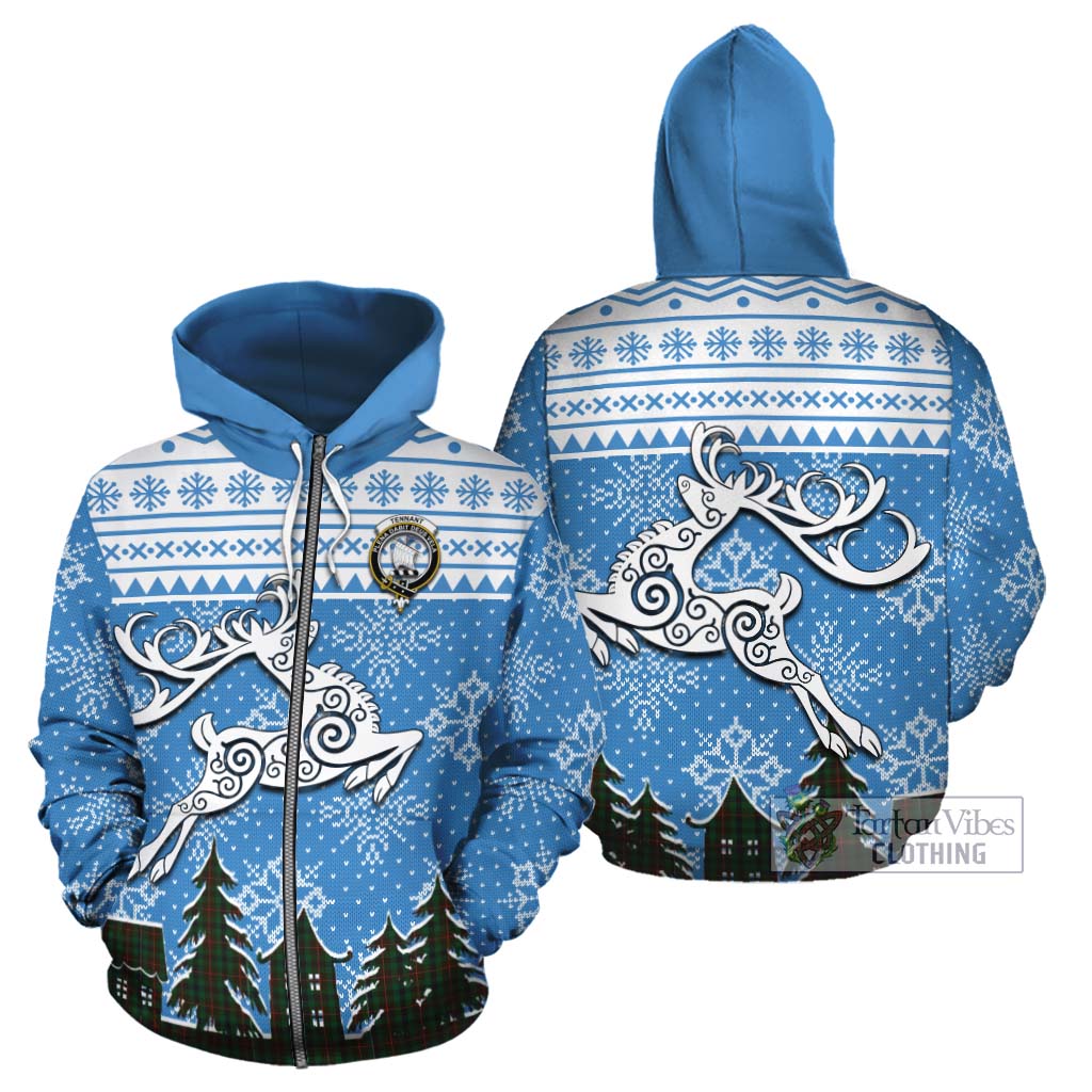 Tennant Clan Christmas Cotton Hoodie Celtic Reindeer Style - Tartan Vibes Clothing