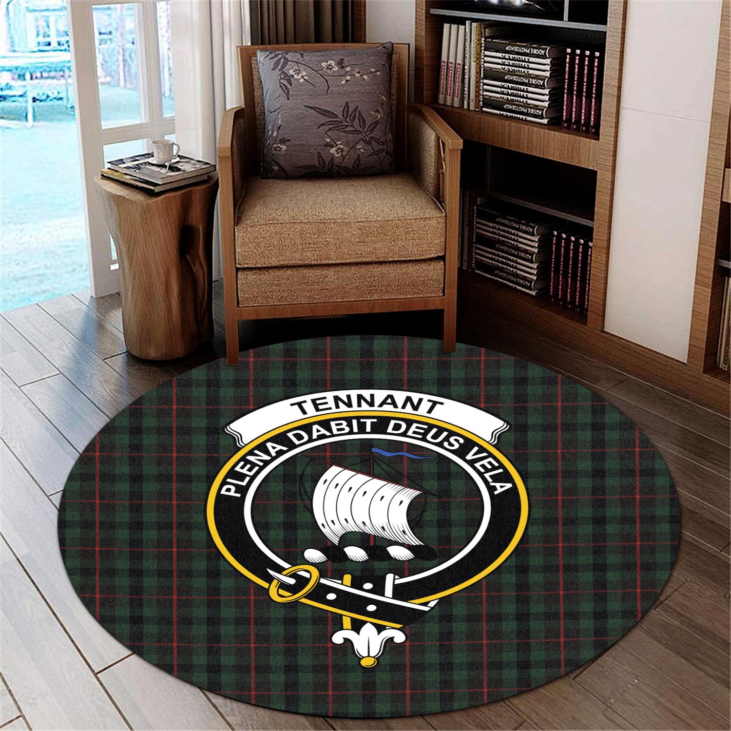Tennant Tartan Round Rug with Family Crest - Tartan Vibes Clothing