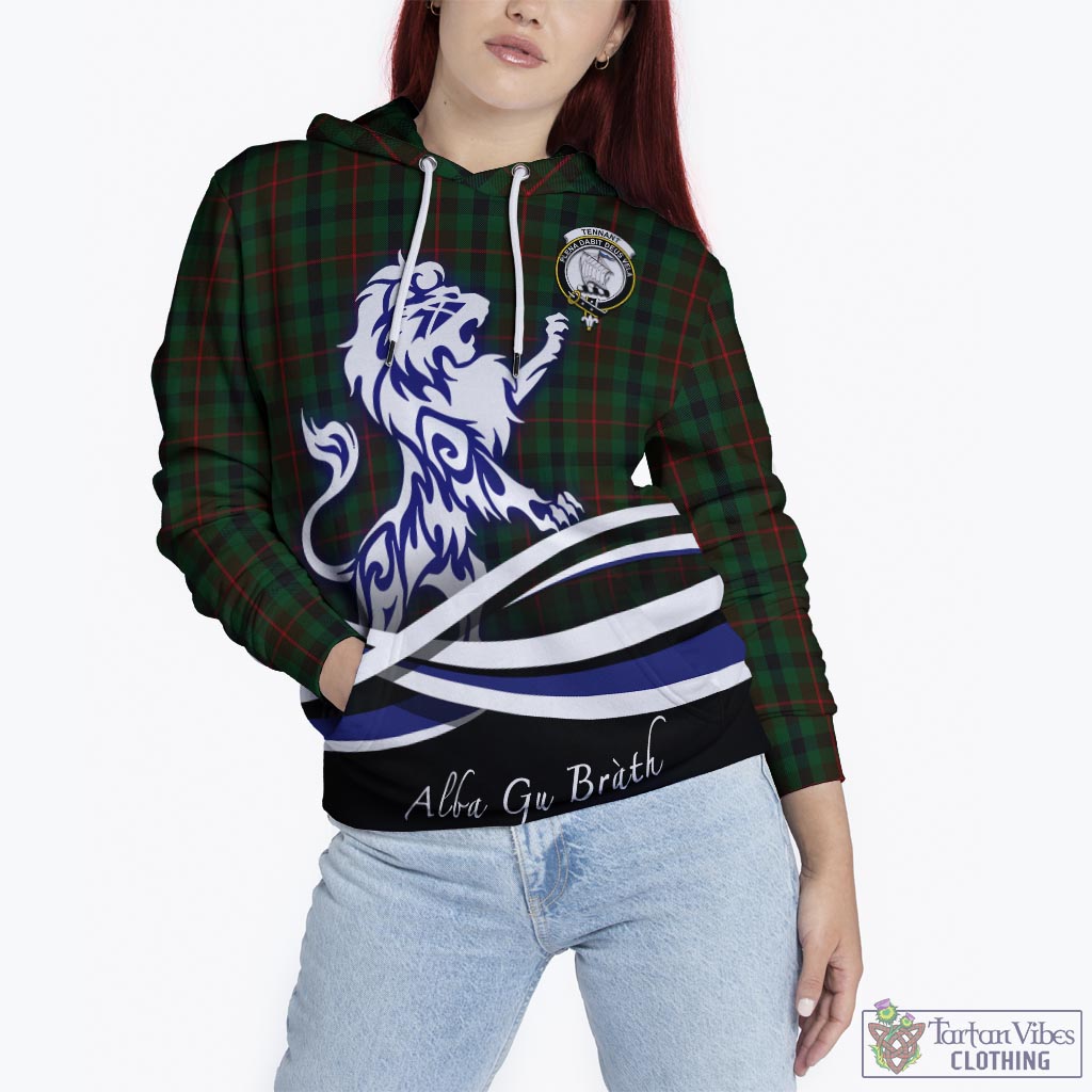 Tennant Tartan Hoodie with Alba Gu Brath Regal Lion Emblem - Tartan Vibes Clothing