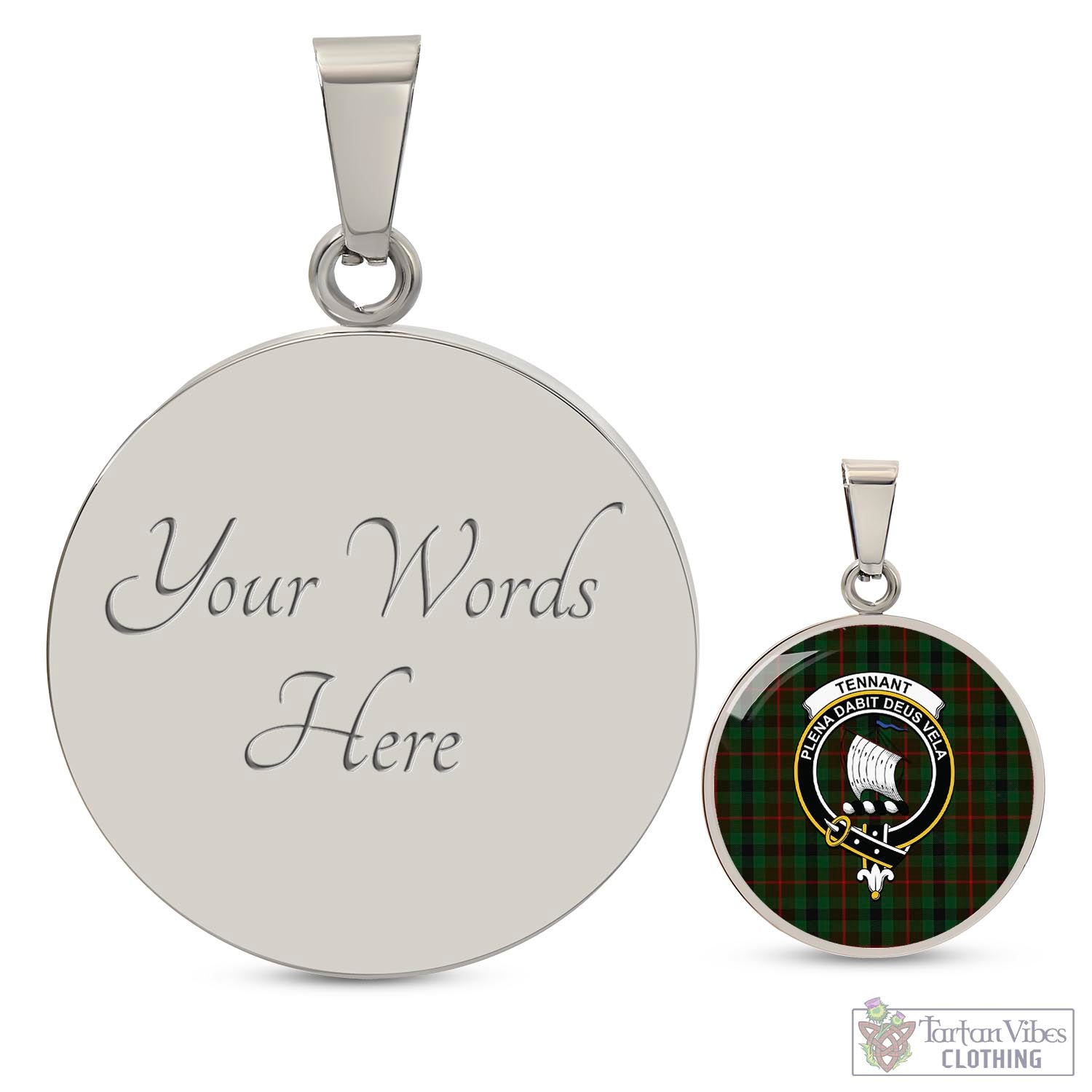 Tennant Tartan Circle Necklace with Family Crest Luxury Necklace (Silver) Yes - Tartan Vibes Clothing