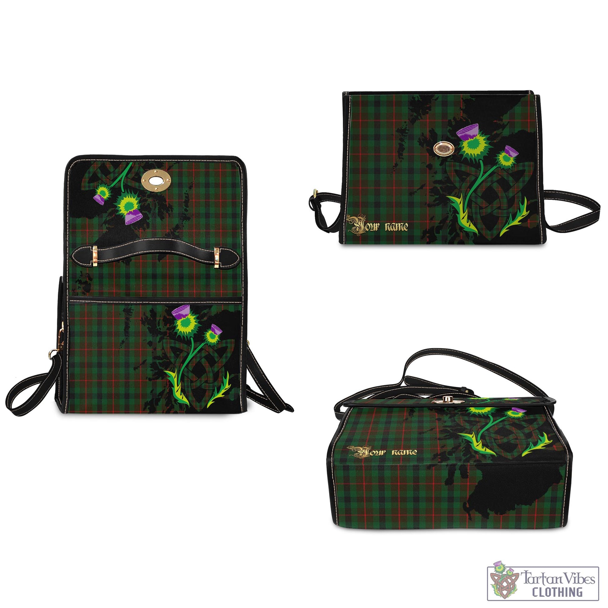 Tartan Vibes Clothing Tennant Tartan Waterproof Canvas Bag with Scotland Map and Thistle Celtic Accents