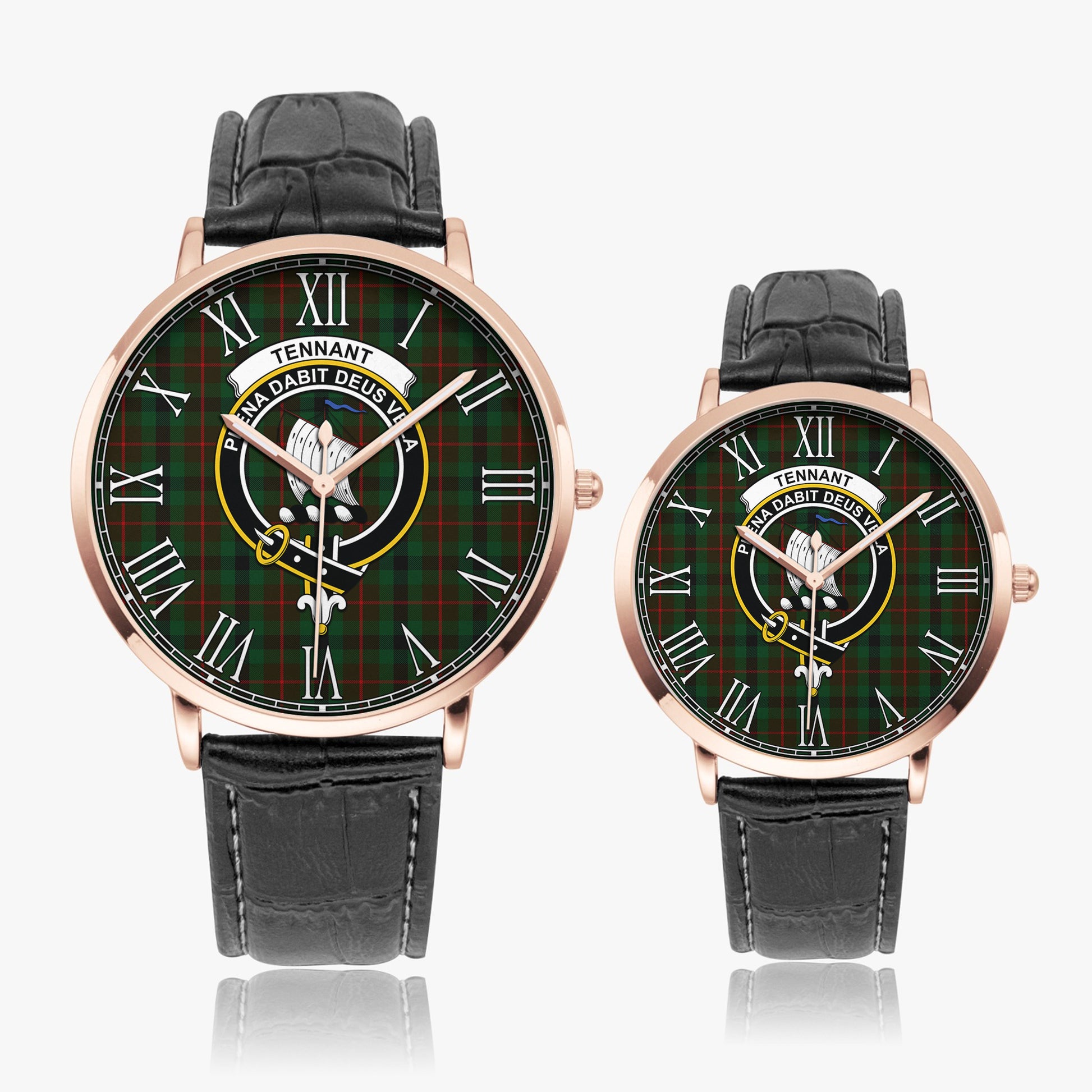 Tennant Tartan Family Crest Leather Strap Quartz Watch - Tartan Vibes Clothing