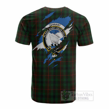 Tennant Clan Crest In Me Tartan Cotton T-shirt Scotland Flag Style