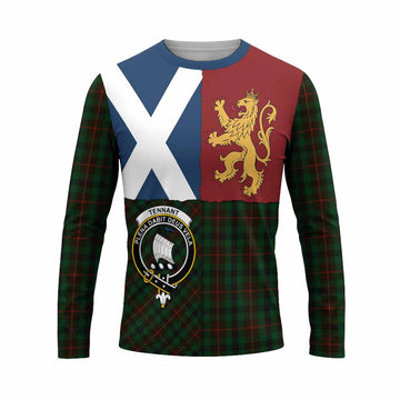 Tennant Crest Tartan Long Sleeve T-Shirt with Lion Rampant Saltire Style