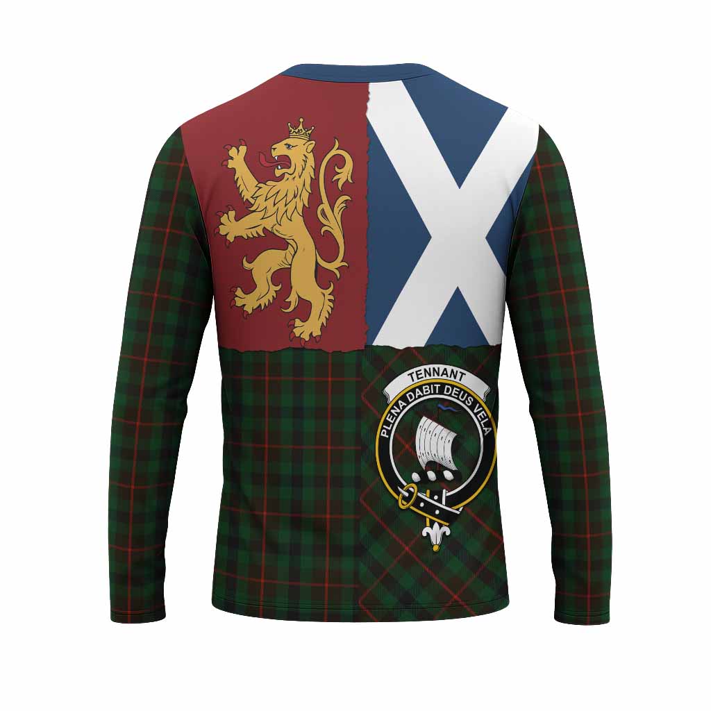 Tennant Crest Tartan Long Sleeve T-Shirt with Lion Rampant Saltire Style