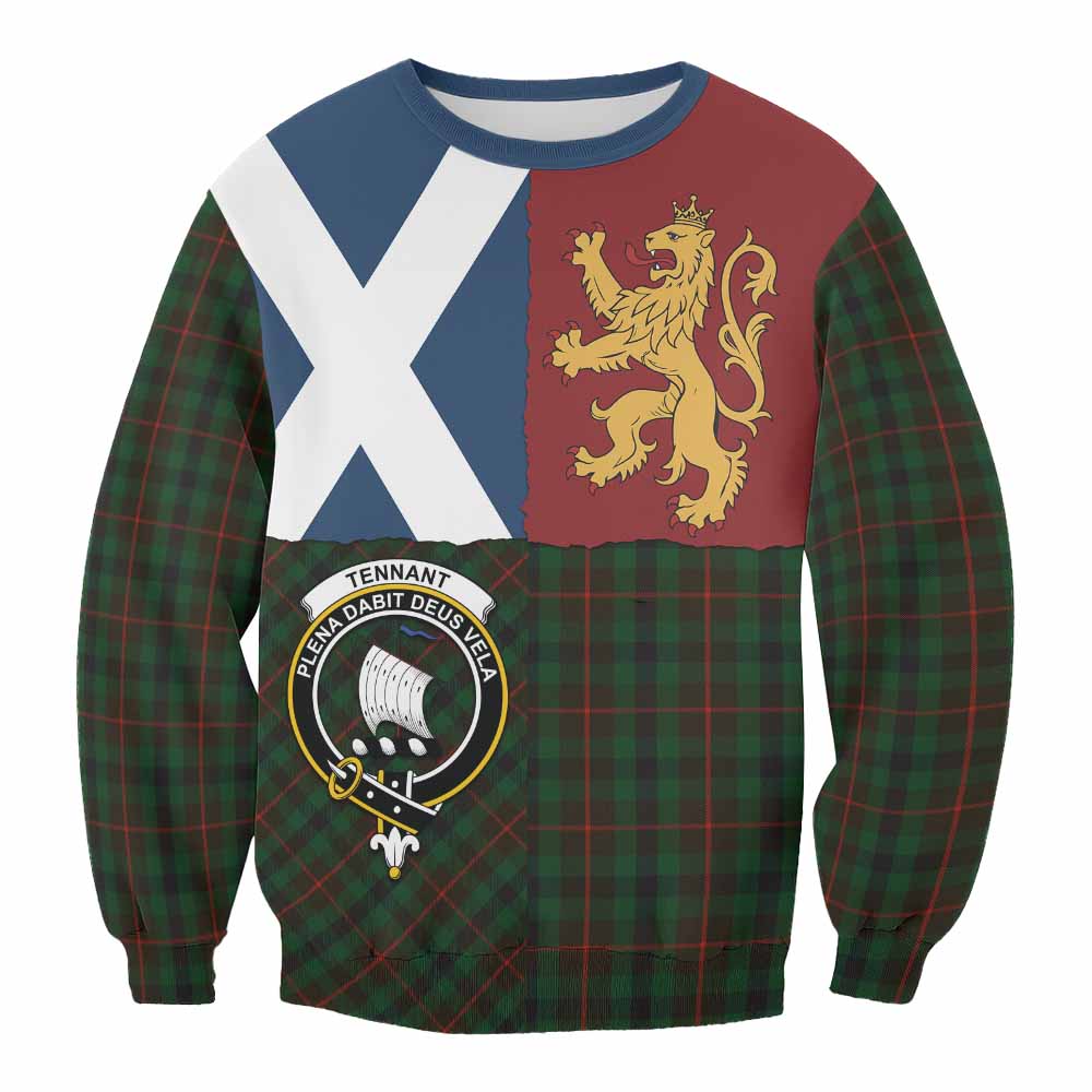 Tennant Crest Tartan Sweatshirt with Lion Rampant Saltire Style