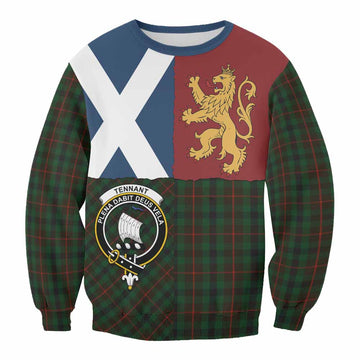 Tennant Crest Tartan Sweatshirt with Lion Rampant Saltire Style