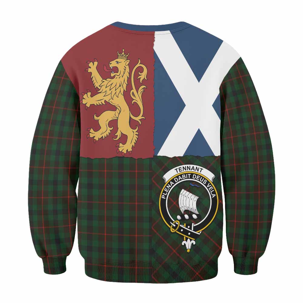 Tennant Crest Tartan Sweatshirt with Lion Rampant Saltire Style